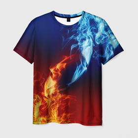 Мужская футболка 3D с принтом Битва огней в Петрозаводске, 100% полиэфир | прямой крой, круглый вырез горловины, длина до линии бедер | Тематика изображения на принте: fire | flame | битва | вода | жар | желтый | искра | искры | костер | красный | лед | огней | огнем | огненные | огненный | огни | огнями | огонек | огонечек | огонечки | огонь | огоньки | оранжевый | пламя | пожар