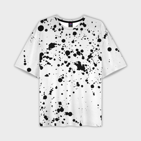 Мужская футболка oversize 3D с принтом Далматинец   брызги чёрными пятнами в Белгороде,  |  | Тематика изображения на принте: брызги краски | далматинец | краска | пятно | с брызгами | черные пятна