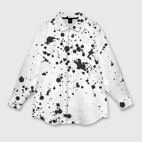 Мужская рубашка oversize 3D с принтом Далматинец   брызги чёрными пятнами в Белгороде,  |  | Тематика изображения на принте: брызги краски | далматинец | краска | пятно | с брызгами | черные пятна