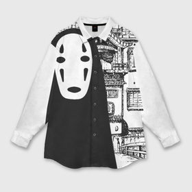 Мужская рубашка oversize 3D с принтом No Face Spirited Away Ghibli в Санкт-Петербурге,  |  | ghibli | hayao miyazaki | no face | spirited away | studio ghibli | аниме | безликий | гибли | манга | унесенные призраками