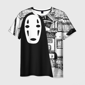 Мужская футболка 3D с принтом No Face Spirited Away Ghibli в Екатеринбурге, 100% полиэфир | прямой крой, круглый вырез горловины, длина до линии бедер | ghibli | hayao miyazaki | no face | spirited away | studio ghibli | аниме | безликий | гибли | манга | унесенные призраками