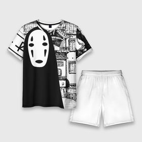 Мужской костюм с шортами 3D с принтом No Face Spirited Away Ghibli в Тюмени,  |  | ghibli | hayao miyazaki | no face | spirited away | studio ghibli | аниме | безликий | гибли | манга | унесенные призраками