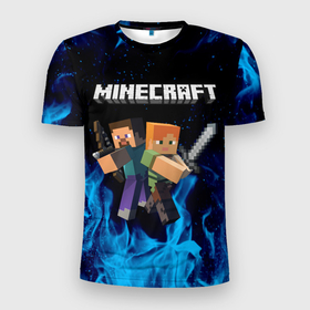 Мужская футболка 3D Slim с принтом Minecraft , 100% полиэстер с улучшенными характеристиками | приталенный силуэт, круглая горловина, широкие плечи, сужается к линии бедра | block | creeper | cube | minecraft | pixel | блок | геометрия | крафт | крипер | кубики | майнкрафт | пиксели