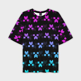 Мужская футболка oversize 3D с принтом Minecraft Creeper neon в Тюмени,  |  | Тематика изображения на принте: block | creeper | cube | minecraft | neon | pixel | блок | геометрия | крафт | крипер | кубики | майнкрафт | неон | пиксели