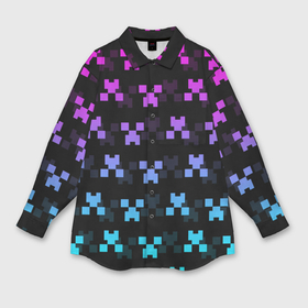 Мужская рубашка oversize 3D с принтом Minecraft Creeper neon ,  |  | Тематика изображения на принте: block | creeper | cube | minecraft | neon | pixel | блок | геометрия | крафт | крипер | кубики | майнкрафт | неон | пиксели