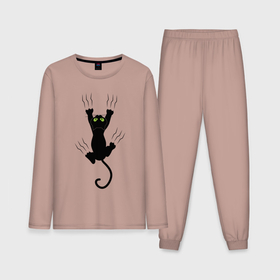 Мужская пижама с лонгсливом хлопок с принтом Кот царапыч ,  |  | арт | животные | звери | картинка | кот | котенок | коты | кошка | рисунок