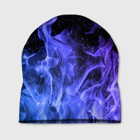 Шапка 3D с принтом Фиолетовый огонь в Кировске, 100% полиэстер | универсальный размер, печать по всей поверхности изделия | Тематика изображения на принте: абстракция | горит | неон | неоновый | огонь | пламя | пожар | текстура | яркий