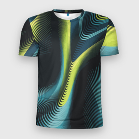 Мужская футболка 3D Slim с принтом Wave   Fashion , 100% полиэстер с улучшенными характеристиками | приталенный силуэт, круглая горловина, широкие плечи, сужается к линии бедра | abstraction | color | fashion | rastr | wave | абстракция | волна | мода | растр | цвет