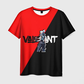 Мужская футболка 3D с принтом Valorant Jett в Курске, 100% полиэфир | прямой крой, круглый вырез горловины, длина до линии бедер | counter strike | csgo | project a | riot | shooter | twitch | валорант | игра | ксго | риот | твич | шутер