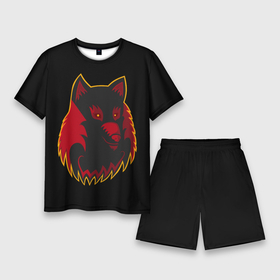 Мужской костюм с шортами 3D с принтом Wolf Logo ,  |  | animal | beast. | dog | logo | wolf | woof | волк | животные | зверь | лого | логотип | собака | хищник