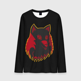Мужской лонгслив 3D с принтом Wolf Logo в Екатеринбурге, 100% полиэстер | длинные рукава, круглый вырез горловины, полуприлегающий силуэт | animal | beast. | dog | logo | wolf | woof | волк | животные | зверь | лого | логотип | собака | хищник