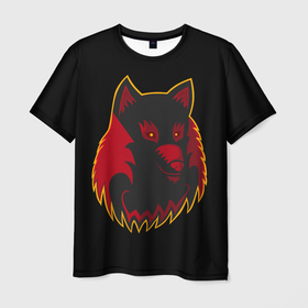 Мужская футболка 3D с принтом Wolf Logo в Кировске, 100% полиэфир | прямой крой, круглый вырез горловины, длина до линии бедер | animal | beast. | dog | logo | wolf | woof | волк | животные | зверь | лого | логотип | собака | хищник