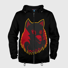 Мужская ветровка 3D с принтом Wolf Logo в Екатеринбурге, 100% полиэстер | подол и капюшон оформлены резинкой с фиксаторами, два кармана без застежек по бокам, один потайной карман на груди | animal | beast. | dog | logo | wolf | woof | волк | животные | зверь | лого | логотип | собака | хищник