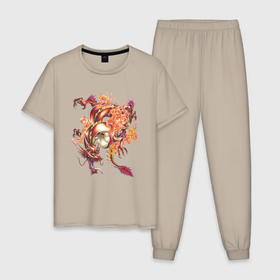 Мужская пижама хлопок с принтом Дракон в Белгороде, 100% хлопок | брюки и футболка прямого кроя, без карманов, на брюках мягкая резинка на поясе и по низу штанин
 | Тематика изображения на принте: арт | дракон | животные | картинка | китайский дракон | рисунок