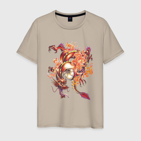 Мужская футболка хлопок с принтом Дракон в Екатеринбурге, 100% хлопок | прямой крой, круглый вырез горловины, длина до линии бедер, слегка спущенное плечо. | арт | дракон | животные | картинка | китайский дракон | рисунок
