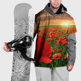 Накидка на куртку 3D с принтом Красный мак на закате в Белгороде, 100% полиэстер |  | закат | лето | мак | небо | поле | природа | солнце | текстуры | тренды | цветы