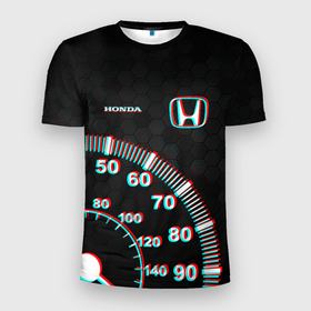 Мужская футболка 3D Slim с принтом HONDA в Екатеринбурге, 100% полиэстер с улучшенными характеристиками | приталенный силуэт, круглая горловина, широкие плечи, сужается к линии бедра | auto | car | honda | honda civic | sportcar. | авто | хонда | хонда аккорд | хонда цивик