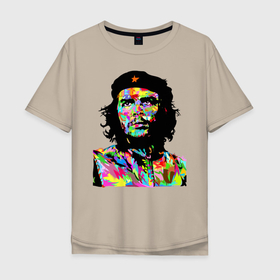 Мужская футболка хлопок Oversize с принтом Che , 100% хлопок | свободный крой, круглый ворот, “спинка” длиннее передней части | Тематика изображения на принте: argentina | che guevara | color | cuba | paint | revolutionary | аргентина | краска | куба | революционер | цвет | че гевара