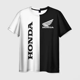 Мужская футболка 3D с принтом Honda хонда чёрнобелый в Санкт-Петербурге, 100% полиэфир | прямой крой, круглый вырез горловины, длина до линии бедер | acura | auto | cr z | honda | honda power | japan | japanese | nsx | sport | авто | автомобиль | автомобильные | акура | бренд | марка | машины | спорт | хонда | япония