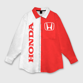 Мужская рубашка oversize 3D с принтом Honda red white в Кировске,  |  | Тематика изображения на принте: acura | auto | cr z | honda | honda power | japan | japanese | nsx | sport | авто | автомобиль | автомобильные | акура | бренд | марка | машины | спорт | хонда | япония