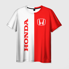 Мужская футболка 3D с принтом Honda red white в Белгороде, 100% полиэфир | прямой крой, круглый вырез горловины, длина до линии бедер | acura | auto | cr z | honda | honda power | japan | japanese | nsx | sport | авто | автомобиль | автомобильные | акура | бренд | марка | машины | спорт | хонда | япония