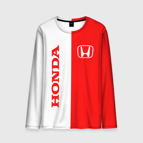 Мужской лонгслив 3D с принтом Honda red white в Белгороде, 100% полиэстер | длинные рукава, круглый вырез горловины, полуприлегающий силуэт | acura | auto | cr z | honda | honda power | japan | japanese | nsx | sport | авто | автомобиль | автомобильные | акура | бренд | марка | машины | спорт | хонда | япония
