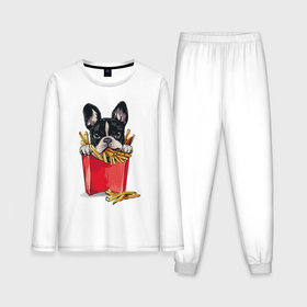 Мужская пижама с лонгсливом хлопок с принтом Песик и картофель фри в Новосибирске,  |  | mcdonalds | арт | животные | картинка | картофель фри | картошка | мак | макдональдс | милая собачка | пес | песик | рисунок | собака | собачка | фри