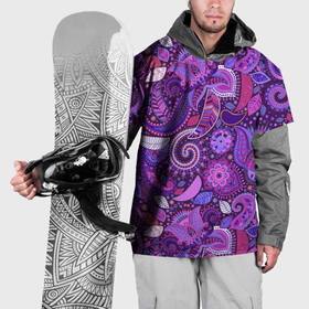 Накидка на куртку 3D с принтом Фиолетовый этнический дудлинг , 100% полиэстер |  | геометрия | дудлинг | дудлы | линии | рисунок | точки | узоры | фигуры | фиолетовый | цветы | этнический