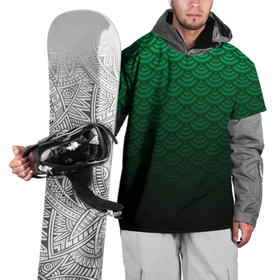 Накидка на куртку 3D с принтом Узор зеленая чешуя дракон в Санкт-Петербурге, 100% полиэстер |  | геометрия | градиент | дракон | змей | круги | переход цвета | синий | текстура | темный | узор | чешуя | ящерица