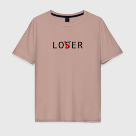 Мужская футболка хлопок Oversize с принтом Lover   loser в Тюмени, 100% хлопок | свободный крой, круглый ворот, “спинка” длиннее передней части | Тематика изображения на принте: loser | lover | неудачник