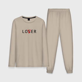 Мужская пижама с лонгсливом хлопок с принтом Lover   loser в Тюмени,  |  | Тематика изображения на принте: loser | lover | неудачник