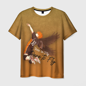 Мужская футболка 3D с принтом Dare to Fly. Haikyu в Петрозаводске, 100% полиэфир | прямой крой, круглый вырез горловины, длина до линии бедер | fly | haikyu | аниме | волейболе | номер 10 | спортивная манга
