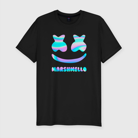 Мужская футболка хлопок Slim с принтом Marshmello в Тюмени, 92% хлопок, 8% лайкра | приталенный силуэт, круглый вырез ворота, длина до линии бедра, короткий рукав | fortnite | marshmello | диджей | маршмелло | маршмеллоу | маршмелоу | музыка | фортнайт