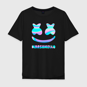 Мужская футболка хлопок Oversize с принтом Marshmello в Петрозаводске, 100% хлопок | свободный крой, круглый ворот, “спинка” длиннее передней части | fortnite | marshmello | диджей | маршмелло | маршмеллоу | маршмелоу | музыка | фортнайт