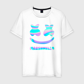 Мужская футболка хлопок с принтом Marshmello в Тюмени, 100% хлопок | прямой крой, круглый вырез горловины, длина до линии бедер, слегка спущенное плечо. | fortnite | marshmello | диджей | маршмелло | маршмеллоу | маршмелоу | музыка | фортнайт