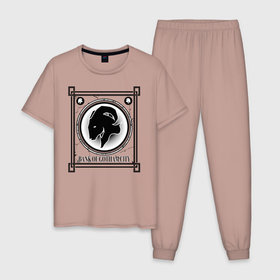 Мужская пижама хлопок с принтом Bank Of Gotham City в Тюмени, 100% хлопок | брюки и футболка прямого кроя, без карманов, на брюках мягкая резинка на поясе и по низу штанин
 | batman | batman arkham knight | vdzabma | бэтмен | бэтмен рыцарь аркхема