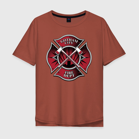 Мужская футболка хлопок Oversize с принтом Gotham City Fire Dept , 100% хлопок | свободный крой, круглый ворот, “спинка” длиннее передней части | batman | batman arkham knight | vdzabma | бэтмен | бэтмен рыцарь аркхема