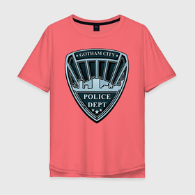 Мужская футболка хлопок Oversize с принтом Gotham City Police Dept , 100% хлопок | свободный крой, круглый ворот, “спинка” длиннее передней части | Тематика изображения на принте: batman | batman arkham knight | vdzabma | бэтмен | бэтмен рыцарь аркхема