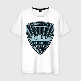 Мужская футболка хлопок с принтом Gotham City Police Dept в Екатеринбурге, 100% хлопок | прямой крой, круглый вырез горловины, длина до линии бедер, слегка спущенное плечо. | batman | batman arkham knight | vdzabma | бэтмен | бэтмен рыцарь аркхема