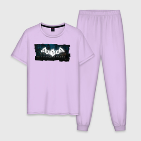 Мужская пижама хлопок с принтом Batman: Arkham Knight в Петрозаводске, 100% хлопок | брюки и футболка прямого кроя, без карманов, на брюках мягкая резинка на поясе и по низу штанин
 | batman | batman arkham knight | vdzabma | бэтмен | бэтмен рыцарь аркхема
