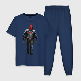 Мужская пижама хлопок с принтом Red Hood , 100% хлопок | брюки и футболка прямого кроя, без карманов, на брюках мягкая резинка на поясе и по низу штанин
 | batman | batman arkham knight | red hood | vdzabma | бэтмен | бэтмен рыцарь аркхема | красный колпак