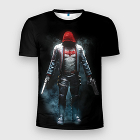 Мужская футболка 3D Slim с принтом Red Hood в Рязани, 100% полиэстер с улучшенными характеристиками | приталенный силуэт, круглая горловина, широкие плечи, сужается к линии бедра | batman | batman arkham knight | red hood | vdzabma | бэтмен | бэтмен рыцарь аркхема | красный колпак