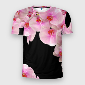 Мужская футболка 3D спортивная с принтом Орхидеи в ночи , 100% полиэстер с улучшенными характеристиками | приталенный силуэт, круглая горловина, широкие плечи, сужается к линии бедра | Тематика изображения на принте: азия | бабочки | бутоны | ветки | девушкам | джунгли | женщинам | лепестки | летний | лето | листья | любовь | март | орхидеи | орхидея | подарок | природа | растения | розовыецветы | сад | тропика