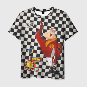 Мужская футболка 3D с принтом Peter в Тюмени, 100% полиэфир | прямой крой, круглый вырез горловины, длина до линии бедер | peter | vdosadir | wacky races | безумные гонки | ханна барбера