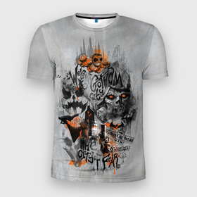 Мужская футболка 3D Slim с принтом City Of Fear в Белгороде, 100% полиэстер с улучшенными характеристиками | приталенный силуэт, круглая горловина, широкие плечи, сужается к линии бедра | batman | batman arkham knight | scarecrow | vdzabma | бэтмен | бэтмен рыцарь аркхема | пугало