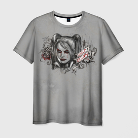 Мужская футболка 3D с принтом Harley Quinn в Новосибирске, 100% полиэфир | прямой крой, круглый вырез горловины, длина до линии бедер | batman | batman arkham knight | harley quinn | vdzabma | бэтмен | бэтмен рыцарь аркхема | харли куинн