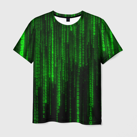 Мужская футболка 3D с принтом Матрица код цифры программист в Кировске, 100% полиэфир | прямой крой, круглый вырез горловины, длина до линии бедер | бинарный код | веб | вирус | всемирная паутина | двоичный код | зеленый | интернет | информация | кибер | код | кодер | кодирование | матрица | наука | олдскул | по | программирование