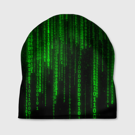 Шапка 3D с принтом Матрица код цифры программист в Новосибирске, 100% полиэстер | универсальный размер, печать по всей поверхности изделия | Тематика изображения на принте: бинарный код | веб | вирус | всемирная паутина | двоичный код | зеленый | интернет | информация | кибер | код | кодер | кодирование | матрица | наука | олдскул | по | программирование