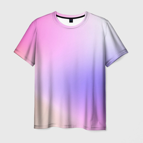 Мужская футболка 3D с принтом светлый градиент розовый мода в Белгороде, 100% полиэфир | прямой крой, круглый вырез горловины, длина до линии бедер | Тематика изображения на принте: без логотипов | градиент | желтый | краска | кремовый | легкий | мода | нежный | пастельный | переход | плавный | простой | розовый | светлый | сиреневый | тай дай | тайдай | фиолетовый