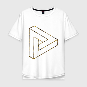 Мужская футболка хлопок Oversize с принтом 3D Треугольник в Петрозаводске, 100% хлопок | свободный крой, круглый ворот, “спинка” длиннее передней части | 3д рисунок | 3д треугольник | 3д фигуры | знаки | лето | фигуры